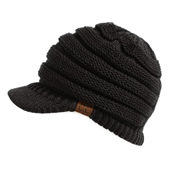 Ribbed Knit Hat with Brim Y2K Chic Minimal Winter Accessory Stretchy Soft main image 4